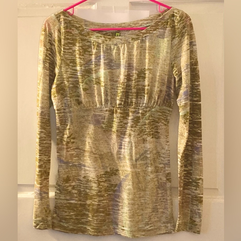 Free People artsy mustard/khaki/colorful Babydoll Tunic/Mini oversized M